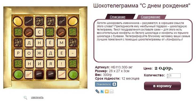Шоколадная телеграмма